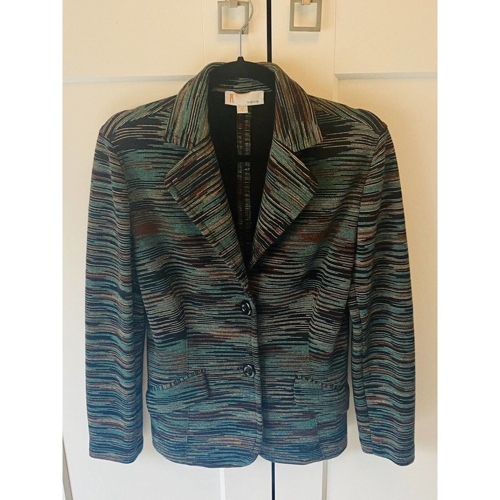 M Missoni Stretch Blazer size 42 - wool blend - green multicolor stripe